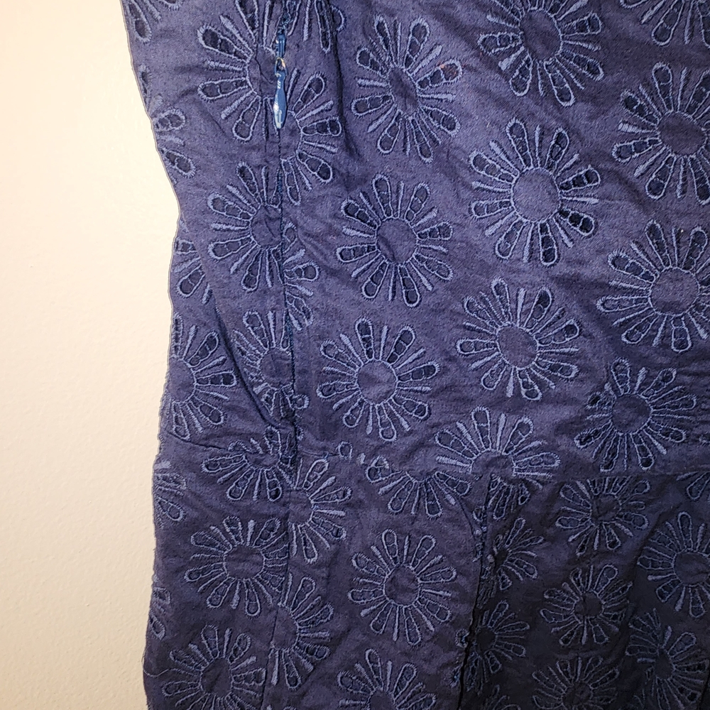 Diane Von Furstenberg Navy Eyelet Mini Dress - Picture 5 of 9